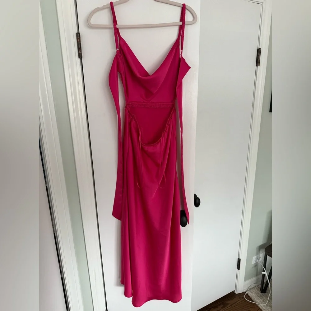 Petal & Pup Hot Pink Satin Maxi Slip Dress - Picture 4 of 6